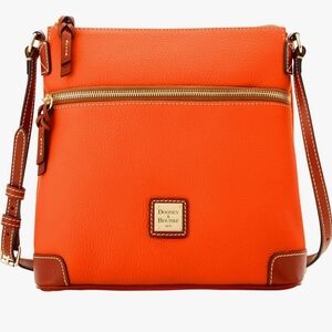 Dooney & Bourke Orange and Brown Crossbody Bag with Leather Trim